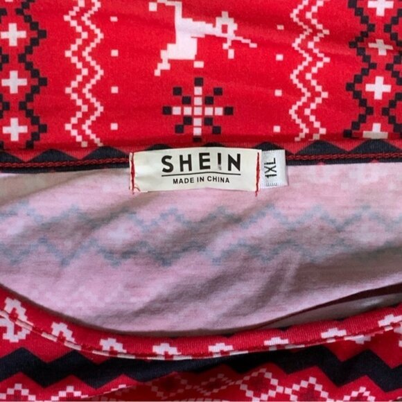 Christmas Crop Top Holiday Tee Blouse Shirt Long Sleeve Stretchy Red White 1XL - Picture 10 of 16